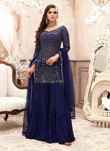 Aisha vol 2 Purple Georgette Wedding Wear Embroidery Work Readymade Sharara Suit
